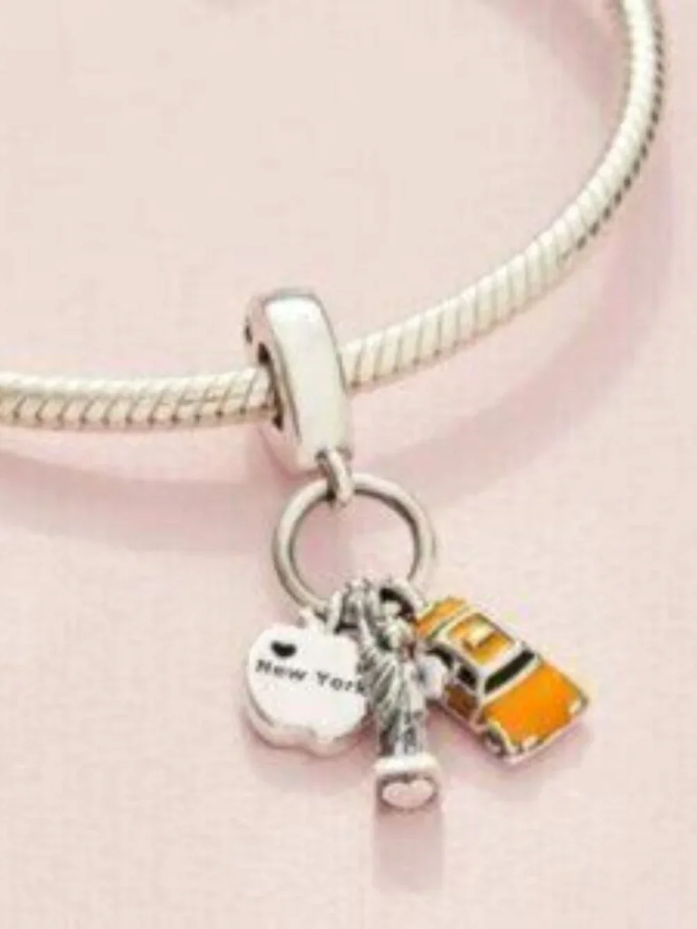 Symbols of New York City Dangle Charm For Pandora Bracelet Sterling Silver